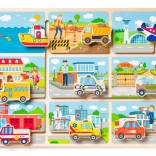 Drevená skladačka s témou dopravy