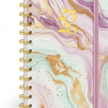 Špirálový 18-mesačný diár Petito Ružový mramor 2025/2026