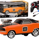 RC drift auto 1:18 s 360° driftom, svetlami a zvukmi – oranžové