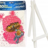 Diamantové maľovanie sova v ružovej 15 × 20 cm so stojanom