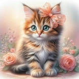 Norimpex diamantové maľovanie Mačiatko s mašľou a ružami 30x40 cm