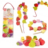 drevená navliekacia hra ovocie 13 ks