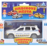 Policajné auto mestskej polície so svetlom a zvukom