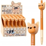 Gélové pero s motívom psa, modrý atrament, 0,5 mm