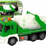 zelené plastové smetiarske auto 1:16 so zotrvačníkom a svetlami