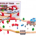 Drevený vláčik s dráhou a príslušenstvom, 88 ks