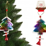 Vianočná ozdoba – stromček s flitrami a zvončekom