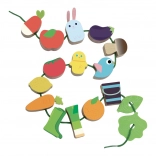 prevliekacia hra Záhradka VILAC – drevená navliekacia hračka na rozvoj jemnej motoriky