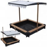Drevené pieskovisko s nastaviteľnou strechou a lavičkami AXI