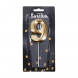 Zlatá párty sviečka - číslo 9