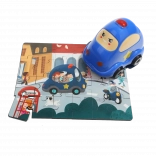 TOP BRIGHT drevené puzzle s hračkou – policajné auto, 24 dielikov