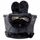 Detský plyšový batoh čierny s nastaviteľným popruhom