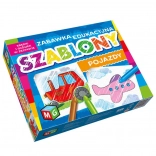 Šablóny vozidiel s pastelkami, sada