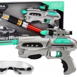 kozmická súprava so svetelným mečom, pištoľou a ochrannými okuliarmi