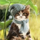 Diamantové maľovanie Mačiatko s čiapkou a šálom