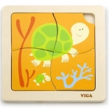 Drevené puzzle korytnačka so 4 dielmi