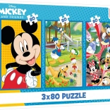 Puzzle 3x80 – tím MICKEY MOUSE od Trefl