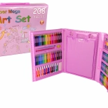 ružový výtvarný kufrík 208 dielov pre deti
