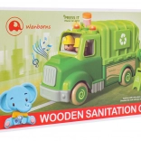 Drevené smetiarske auto so svetlami a zvukmi