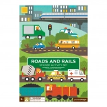 Znovupoužiteľné samolepky so scénou autá a stroje PETIT COLLAGE