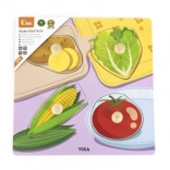 Viga drevené puzzle s gombíkmi zelenina