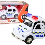 Klasické policajné auto 1:38 s pohonom, svetlami a zvukmi biele