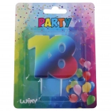 Narodeninová sviečka číslo 18 dúhová