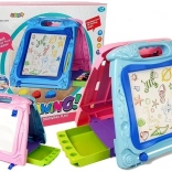 Obojstranná detská kresliaca tabuľa s magnetom a fixkami