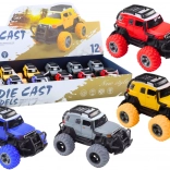 Terénne autíčko 1:32 kovové gumové kolesá svetlá zvuky pohon