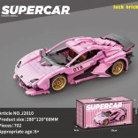 stavebnica športové auto ružové 702 dielikov