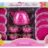 Plechový čajový set s bodkami pre deti