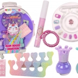 detský kozmetický kufrík na nechty a make‑up, fialový, 9 dielov