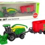 Kombajn s prívesom – zeleno‑červený poľnohospodársky stroj, plastová hračka