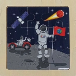 Drevené puzzle Vesmír – Na Mesiaci, 9 dielikov